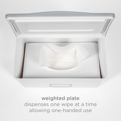 Baby Wipes Dispenser | Baby Wipes Case | Baby Wipes Holder with Weighted Plate, Keeps Wipes Fresh and Non-Slip Rubber Feet, White