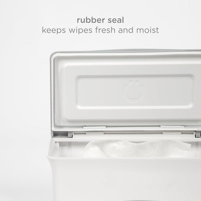 Baby Wipes Dispenser | Baby Wipes Case | Baby Wipes Holder with Weighted Plate, Keeps Wipes Fresh and Non-Slip Rubber Feet, White
