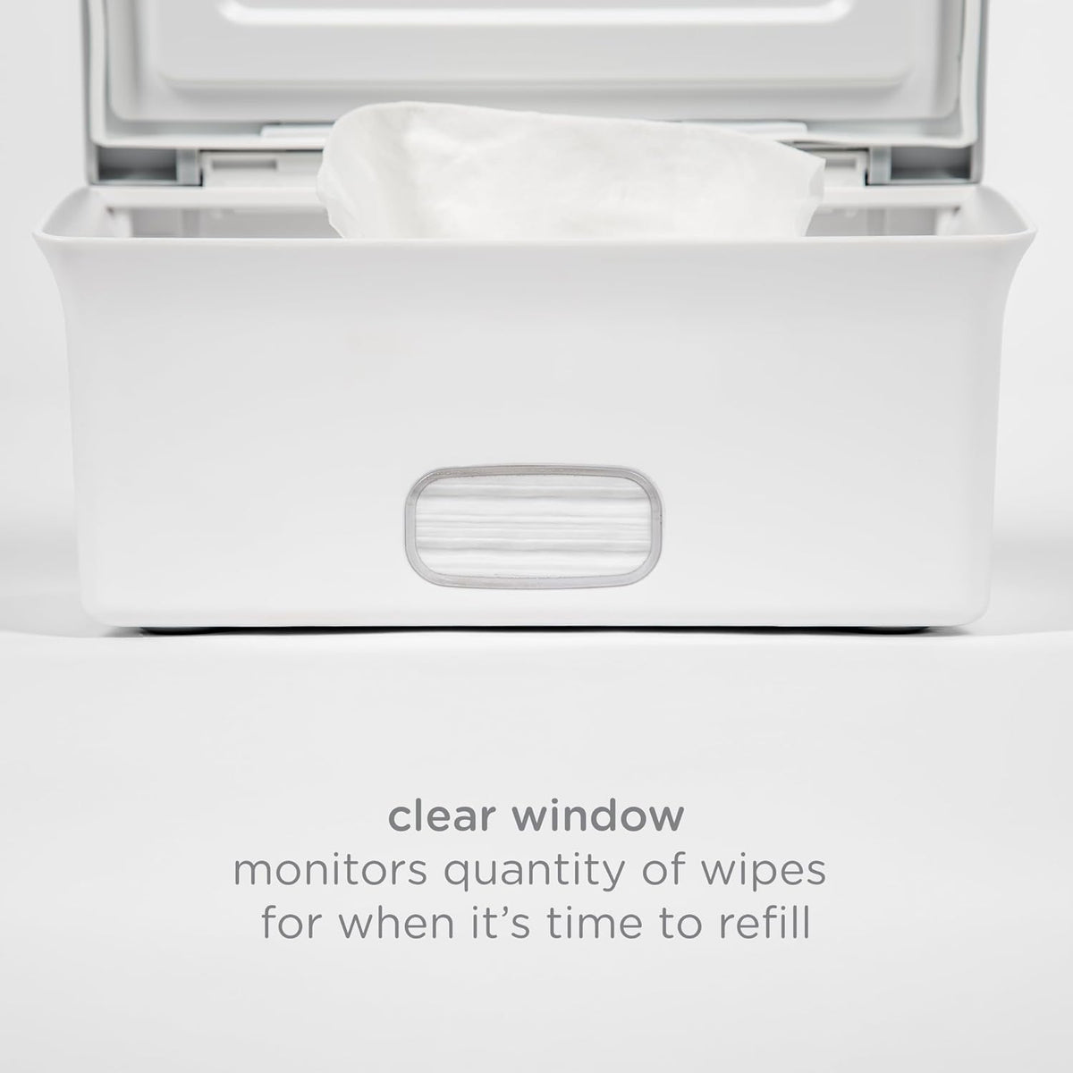 Baby Wipes Dispenser | Baby Wipes Case | Baby Wipes Holder with Weighted Plate, Keeps Wipes Fresh and Non-Slip Rubber Feet, White