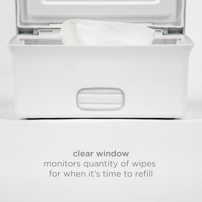 Baby Wipes Dispenser | Baby Wipes Case | Baby Wipes Holder with Weighted Plate, Keeps Wipes Fresh and Non-Slip Rubber Feet, White