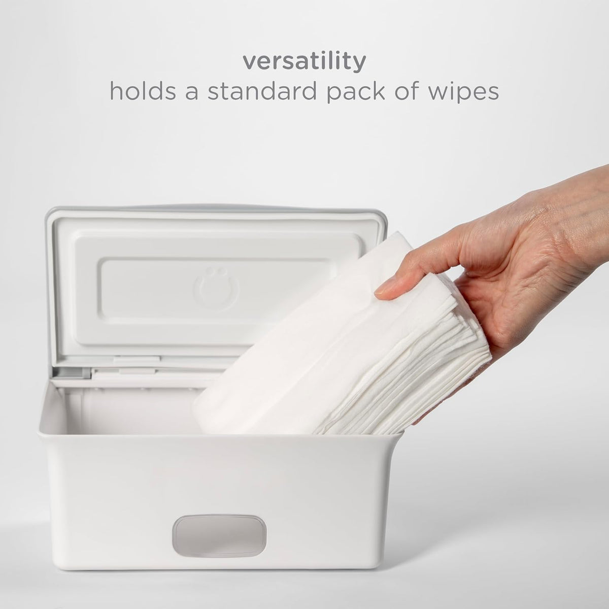 Baby Wipes Dispenser | Baby Wipes Case | Baby Wipes Holder with Weighted Plate, Keeps Wipes Fresh and Non-Slip Rubber Feet, White