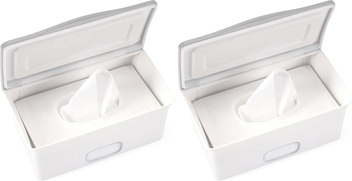 Baby Wipes Dispenser | Baby Wipes Case | Baby Wipes Holder with Weighted Plate, Keeps Wipes Fresh and Non-Slip Rubber Feet, White