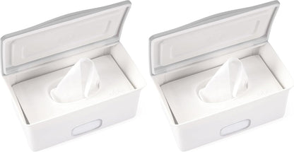 Baby Wipes Dispenser | Baby Wipes Case | Baby Wipes Holder with Weighted Plate, Keeps Wipes Fresh and Non-Slip Rubber Feet, White