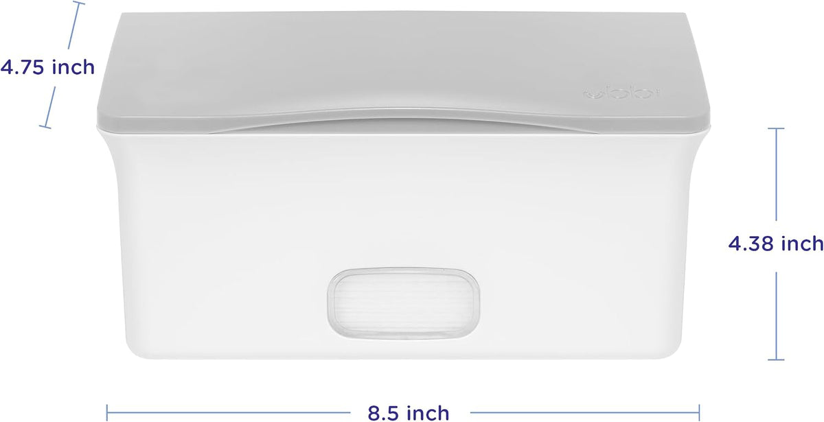 Baby Wipes Dispenser | Baby Wipes Case | Baby Wipes Holder with Weighted Plate, Keeps Wipes Fresh and Non-Slip Rubber Feet, White