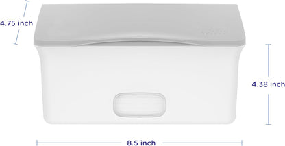 Baby Wipes Dispenser | Baby Wipes Case | Baby Wipes Holder with Weighted Plate, Keeps Wipes Fresh and Non-Slip Rubber Feet, White