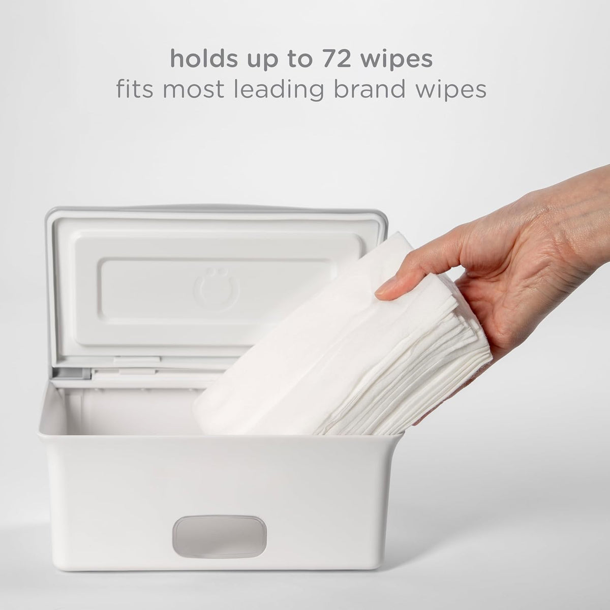 Baby Wipes Dispenser | Baby Wipes Case | Baby Wipes Holder with Weighted Plate, Keeps Wipes Fresh and Non-Slip Rubber Feet, White