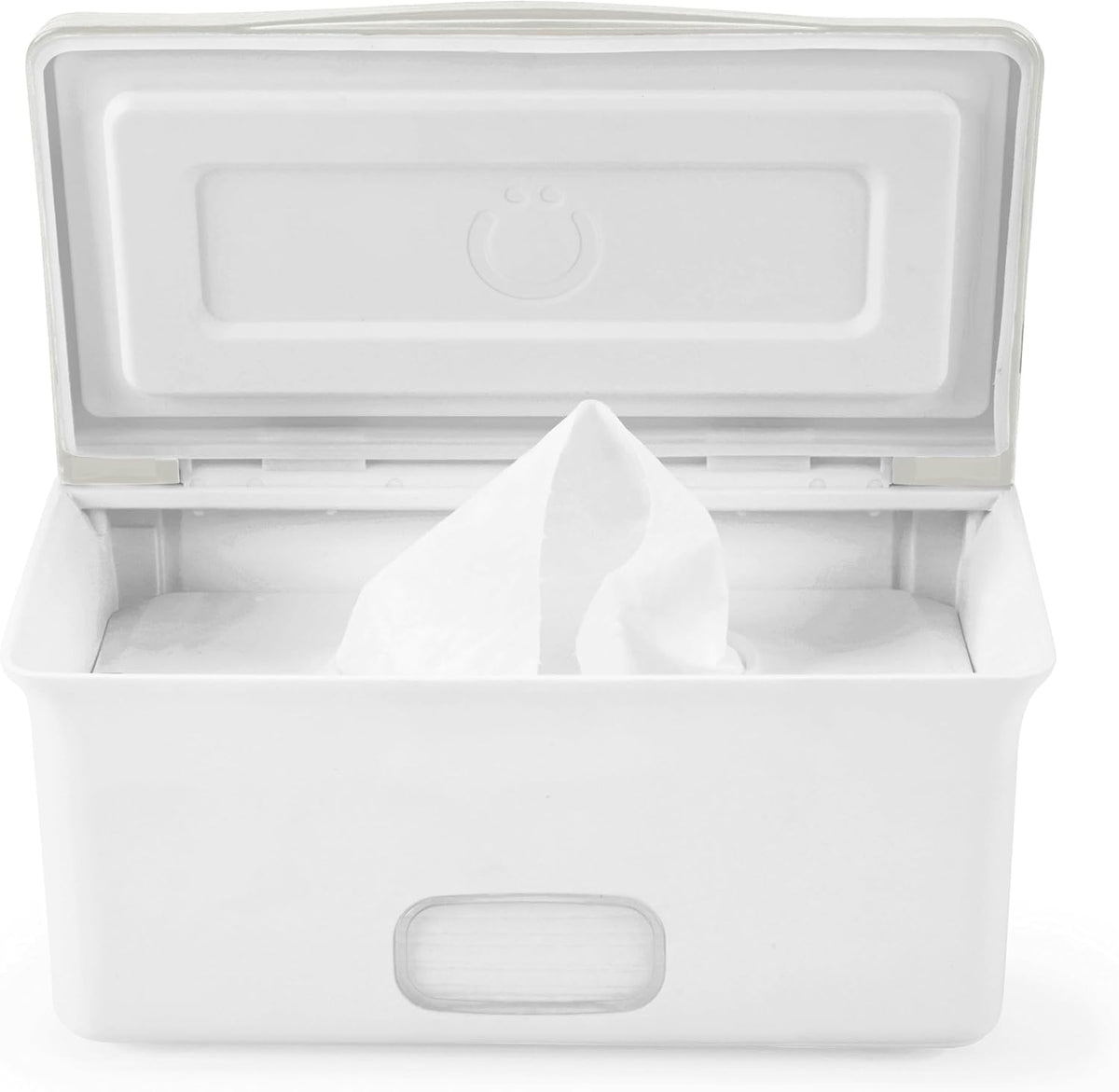 Baby Wipes Dispenser | Baby Wipes Case | Baby Wipes Holder with Weighted Plate, Keeps Wipes Fresh and Non-Slip Rubber Feet, White