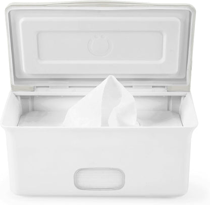 Baby Wipes Dispenser | Baby Wipes Case | Baby Wipes Holder with Weighted Plate, Keeps Wipes Fresh and Non-Slip Rubber Feet, White