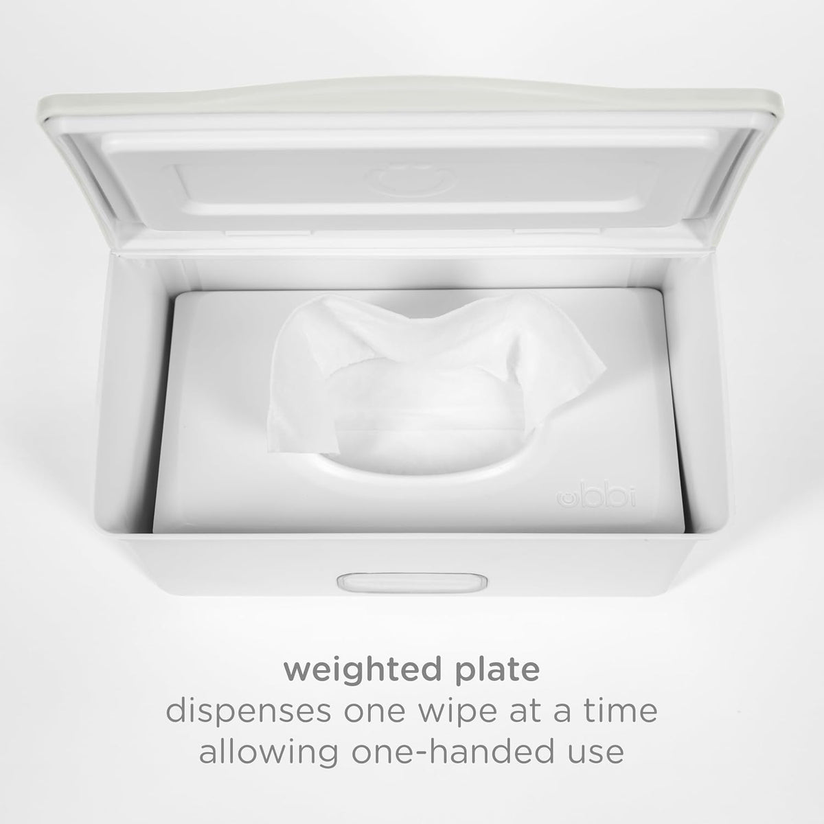 Baby Wipes Dispenser | Baby Wipes Case | Baby Wipes Holder with Weighted Plate, Keeps Wipes Fresh and Non-Slip Rubber Feet, White