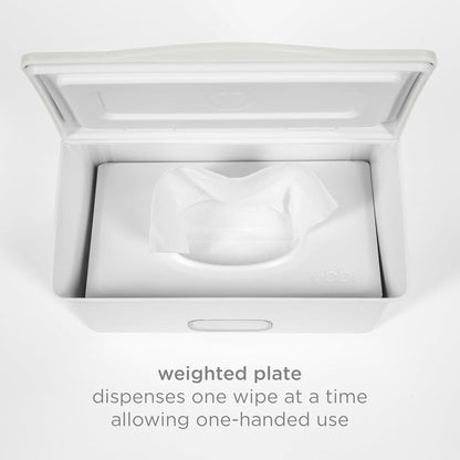 Baby Wipes Dispenser | Baby Wipes Case | Baby Wipes Holder with Weighted Plate, Keeps Wipes Fresh and Non-Slip Rubber Feet, White