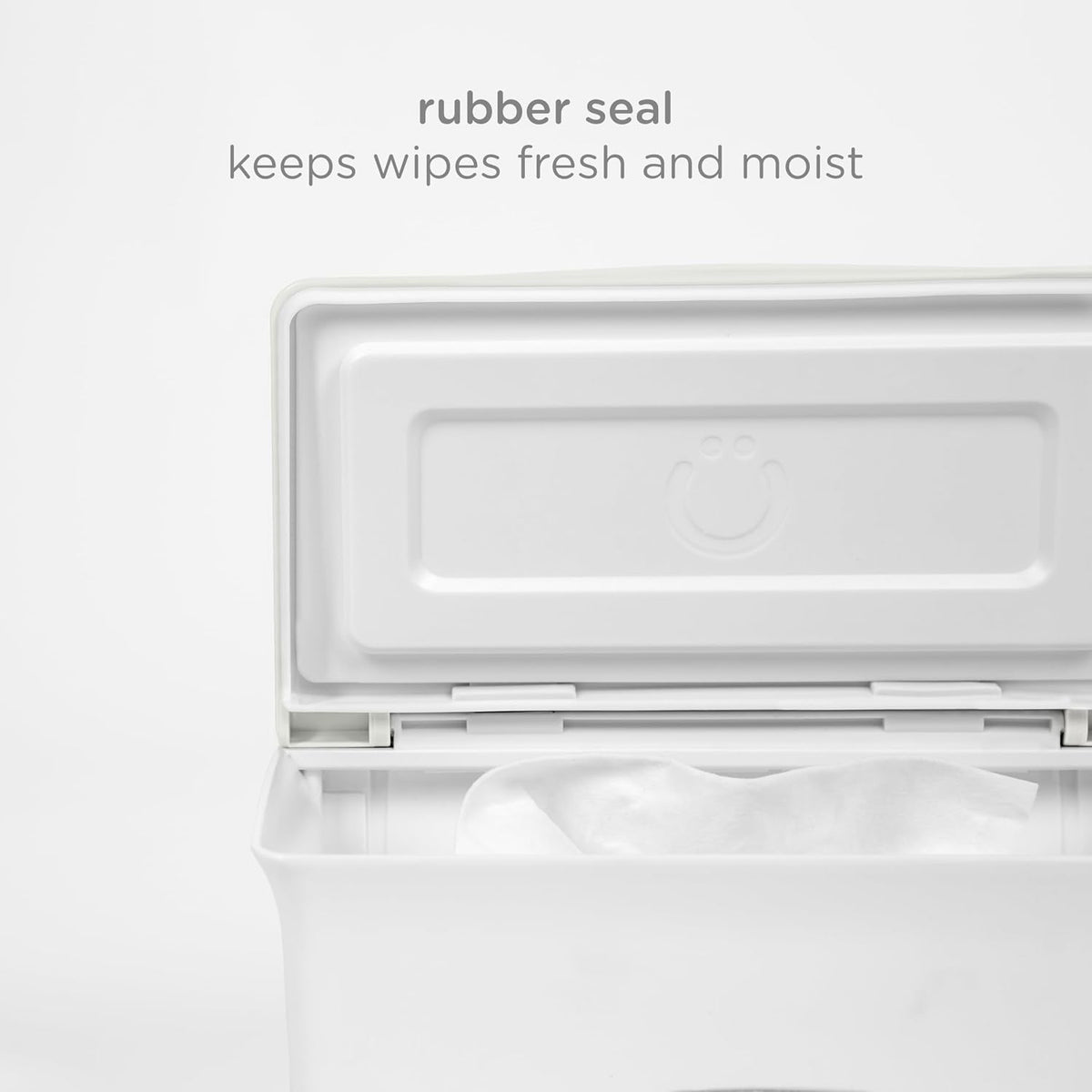 Baby Wipes Dispenser | Baby Wipes Case | Baby Wipes Holder with Weighted Plate, Keeps Wipes Fresh and Non-Slip Rubber Feet, White