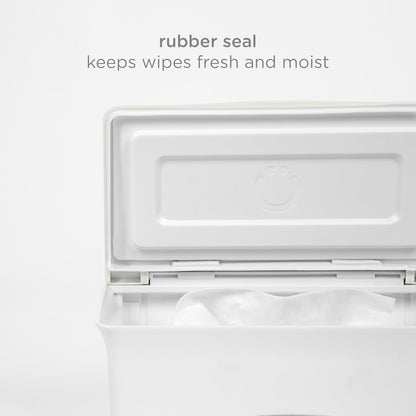 Baby Wipes Dispenser | Baby Wipes Case | Baby Wipes Holder with Weighted Plate, Keeps Wipes Fresh and Non-Slip Rubber Feet, White