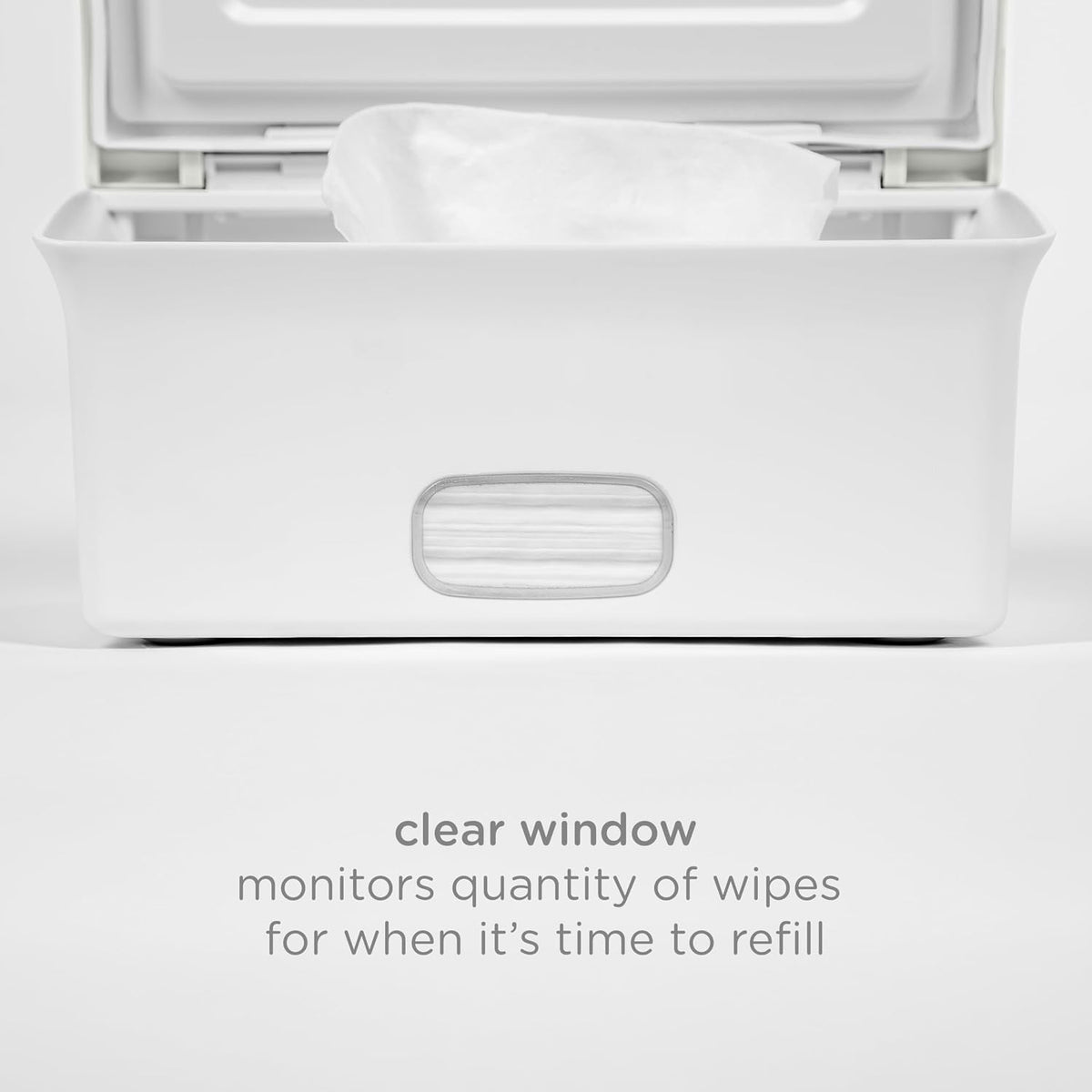 Baby Wipes Dispenser | Baby Wipes Case | Baby Wipes Holder with Weighted Plate, Keeps Wipes Fresh and Non-Slip Rubber Feet, White