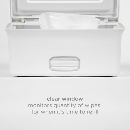 Baby Wipes Dispenser | Baby Wipes Case | Baby Wipes Holder with Weighted Plate, Keeps Wipes Fresh and Non-Slip Rubber Feet, White
