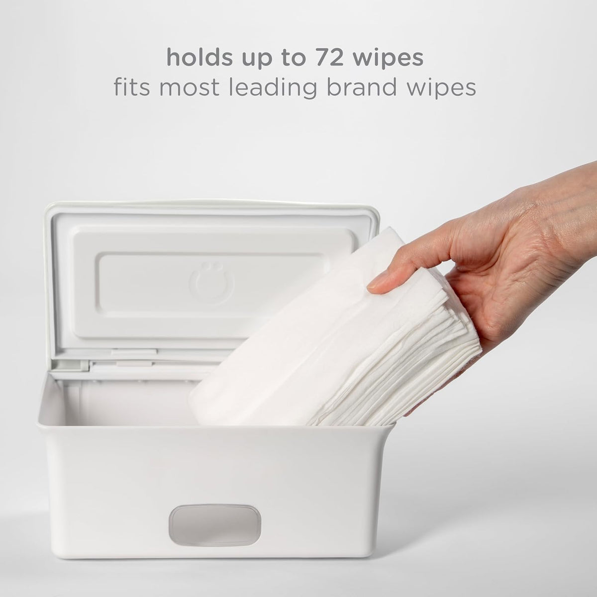Baby Wipes Dispenser | Baby Wipes Case | Baby Wipes Holder with Weighted Plate, Keeps Wipes Fresh and Non-Slip Rubber Feet, White