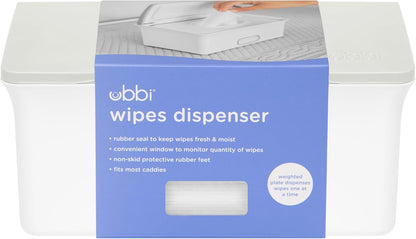 Baby Wipes Dispenser | Baby Wipes Case | Baby Wipes Holder with Weighted Plate, Keeps Wipes Fresh and Non-Slip Rubber Feet, White