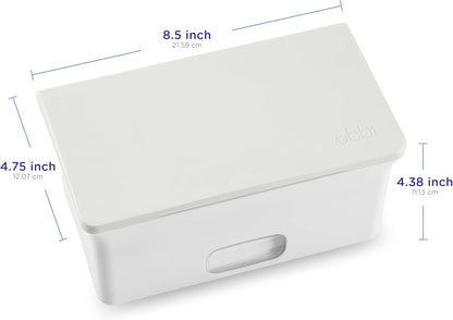 Baby Wipes Dispenser | Baby Wipes Case | Baby Wipes Holder with Weighted Plate, Keeps Wipes Fresh and Non-Slip Rubber Feet, White