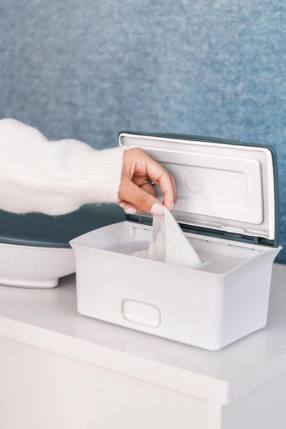 Baby Wipes Dispenser | Baby Wipes Case | Baby Wipes Holder with Weighted Plate, Keeps Wipes Fresh and Non-Slip Rubber Feet, White
