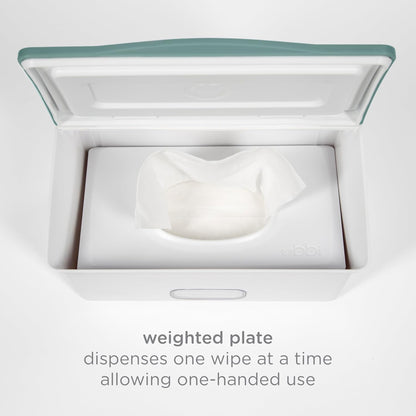 Baby Wipes Dispenser | Baby Wipes Case | Baby Wipes Holder with Weighted Plate, Keeps Wipes Fresh and Non-Slip Rubber Feet, White