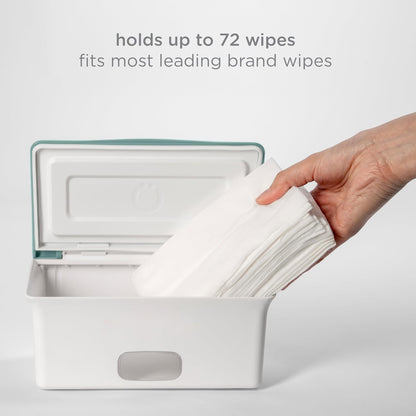 Baby Wipes Dispenser | Baby Wipes Case | Baby Wipes Holder with Weighted Plate, Keeps Wipes Fresh and Non-Slip Rubber Feet, White