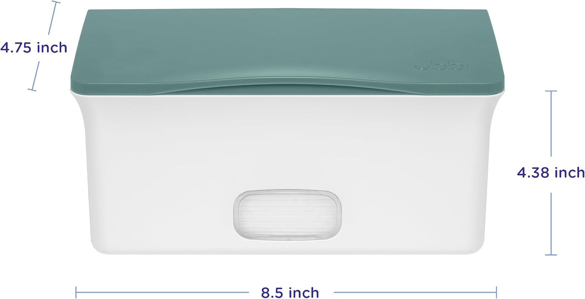 Baby Wipes Dispenser | Baby Wipes Case | Baby Wipes Holder with Weighted Plate, Keeps Wipes Fresh and Non-Slip Rubber Feet, White