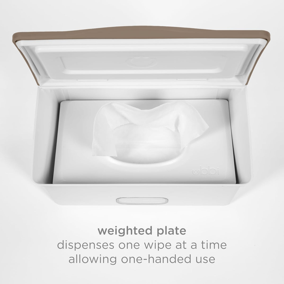 Baby Wipes Dispenser | Baby Wipes Case | Baby Wipes Holder with Weighted Plate, Keeps Wipes Fresh and Non-Slip Rubber Feet, White