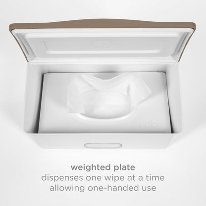 Baby Wipes Dispenser | Baby Wipes Case | Baby Wipes Holder with Weighted Plate, Keeps Wipes Fresh and Non-Slip Rubber Feet, White