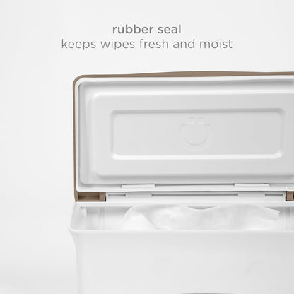 Baby Wipes Dispenser | Baby Wipes Case | Baby Wipes Holder with Weighted Plate, Keeps Wipes Fresh and Non-Slip Rubber Feet, White