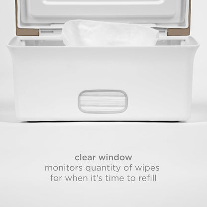 Baby Wipes Dispenser | Baby Wipes Case | Baby Wipes Holder with Weighted Plate, Keeps Wipes Fresh and Non-Slip Rubber Feet, White