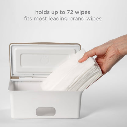 Baby Wipes Dispenser | Baby Wipes Case | Baby Wipes Holder with Weighted Plate, Keeps Wipes Fresh and Non-Slip Rubber Feet, White