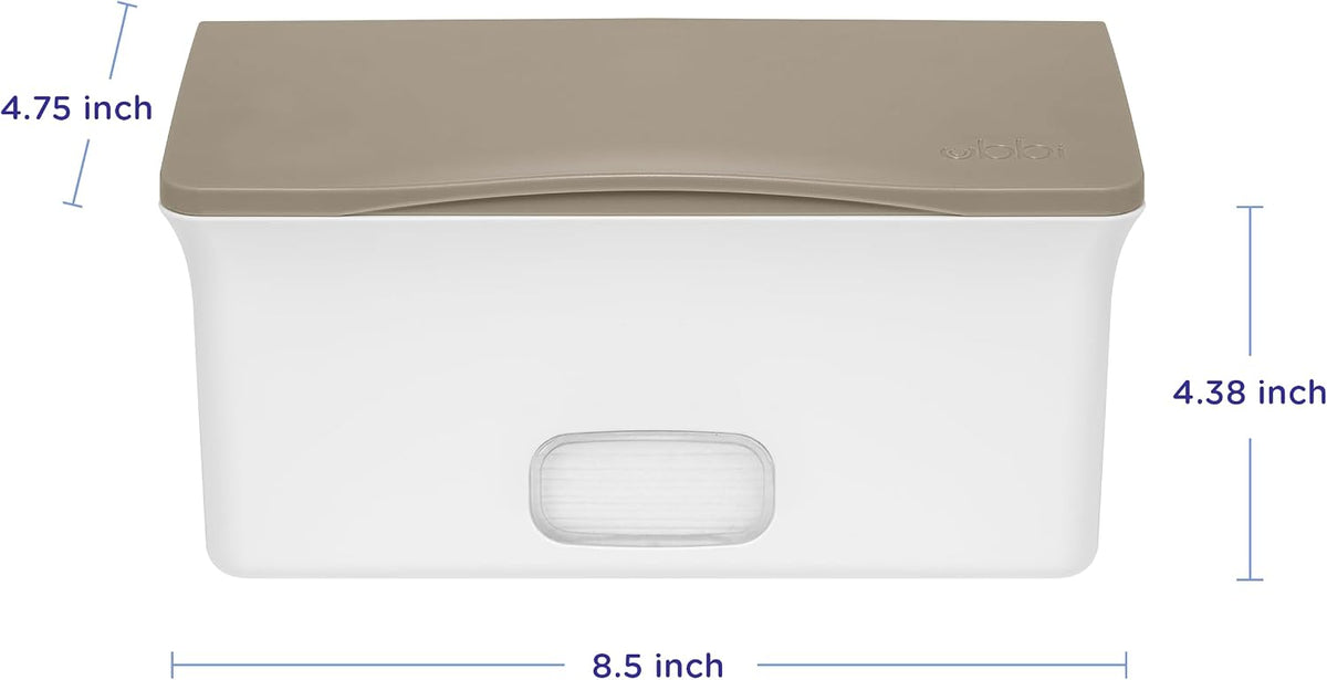 Baby Wipes Dispenser | Baby Wipes Case | Baby Wipes Holder with Weighted Plate, Keeps Wipes Fresh and Non-Slip Rubber Feet, White