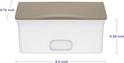 Baby Wipes Dispenser | Baby Wipes Case | Baby Wipes Holder with Weighted Plate, Keeps Wipes Fresh and Non-Slip Rubber Feet, White