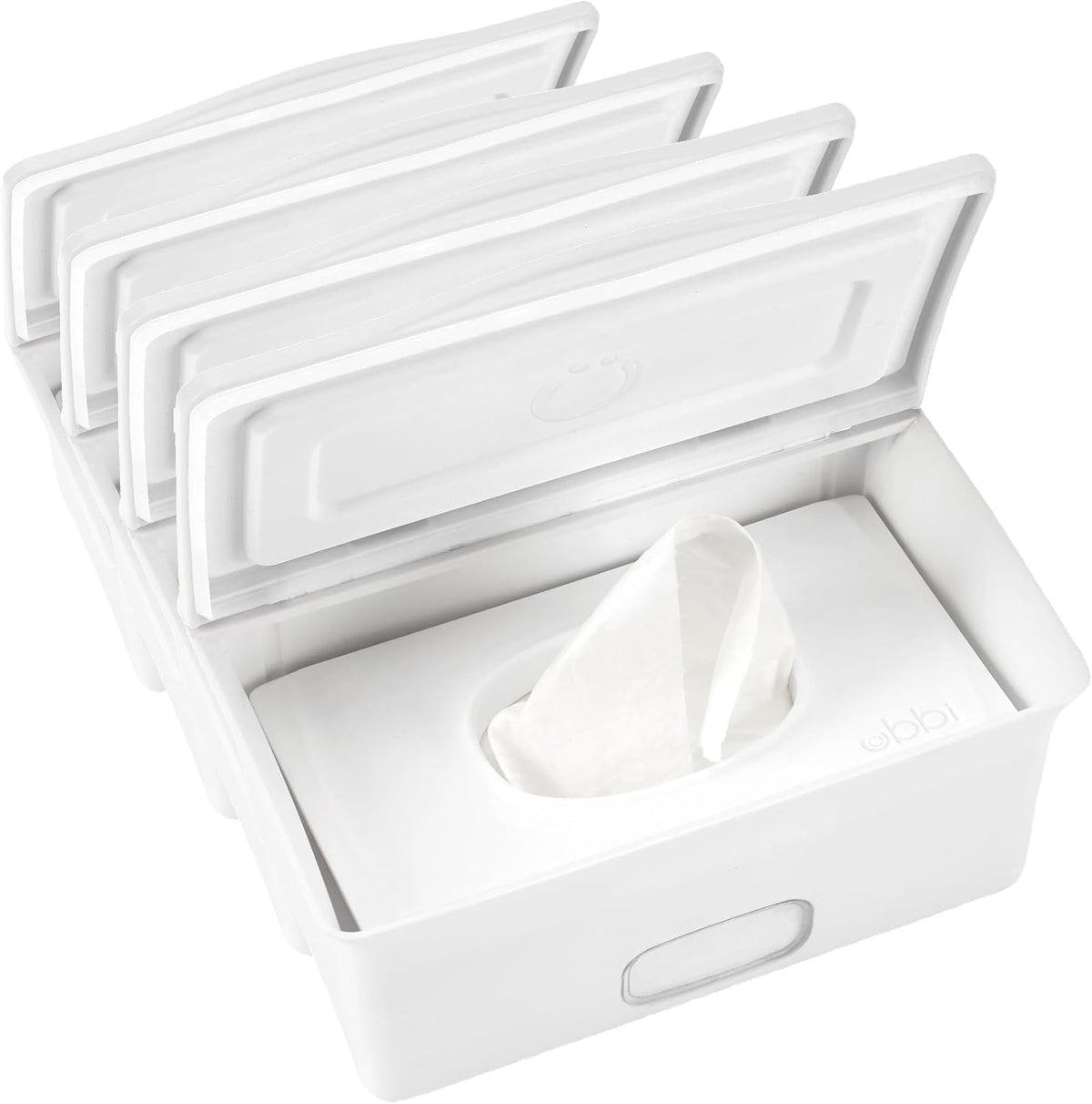 Baby Wipes Dispenser | Baby Wipes Case | Baby Wipes Holder with Weighted Plate, Keeps Wipes Fresh and Non-Slip Rubber Feet, White