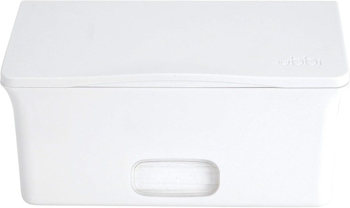 Baby Wipes Dispenser | Baby Wipes Case | Baby Wipes Holder with Weighted Plate, Keeps Wipes Fresh and Non-Slip Rubber Feet, White