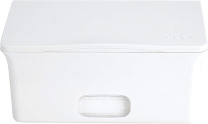 Baby Wipes Dispenser | Baby Wipes Case | Baby Wipes Holder with Weighted Plate, Keeps Wipes Fresh and Non-Slip Rubber Feet, White