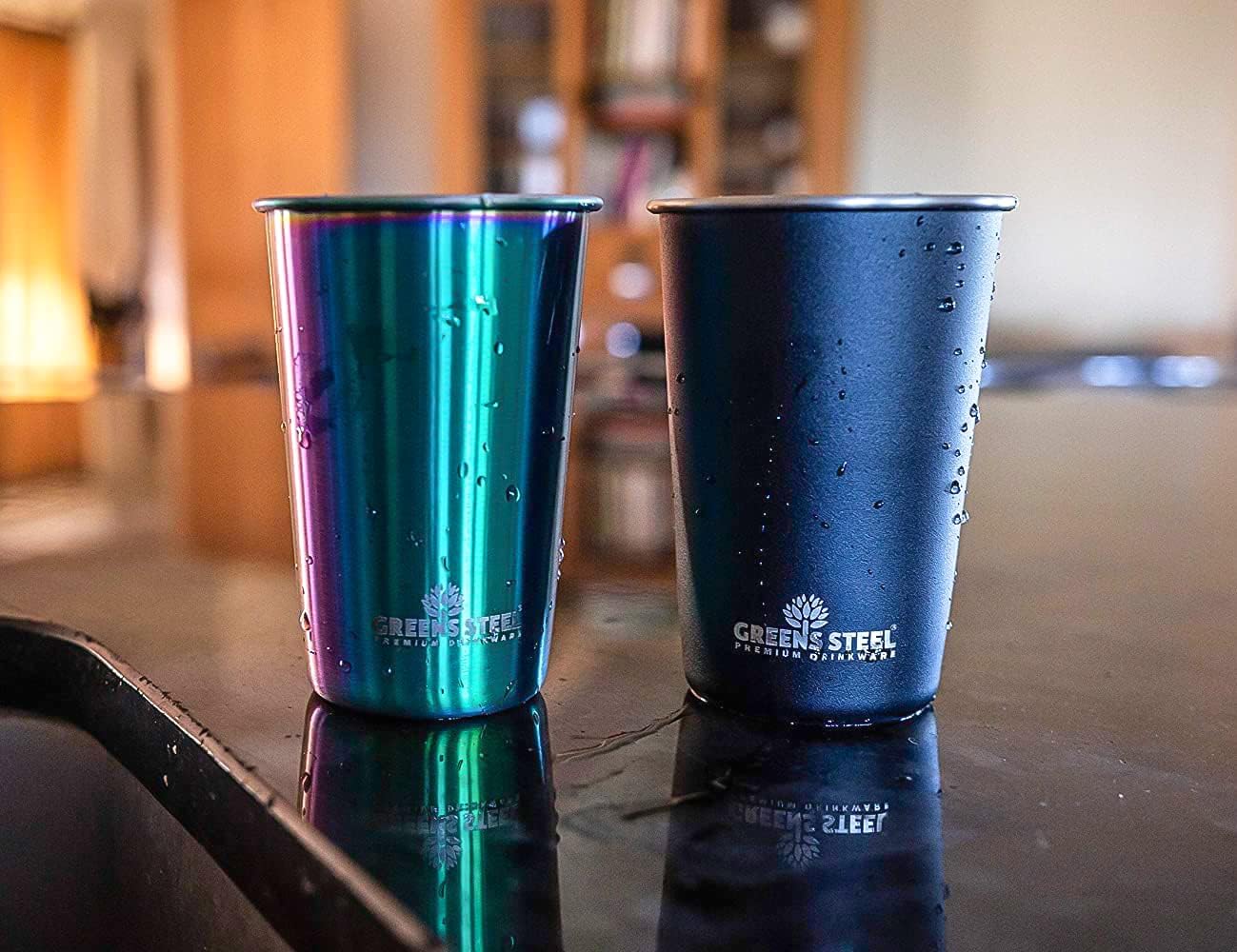 Stainless Steel Cups 10oz Tumbler (4 Pack) - Premium Metal Drinking Glasses | Stackable Durable Cup (10 oz)