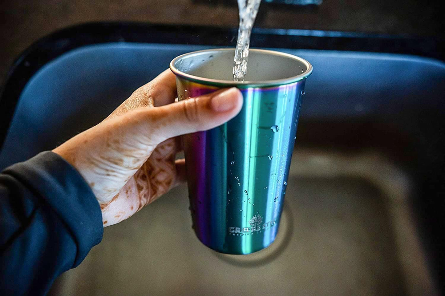 Stainless Steel Cups 10oz Tumbler (4 Pack) - Premium Metal Drinking Glasses | Stackable Durable Cup (10 oz)