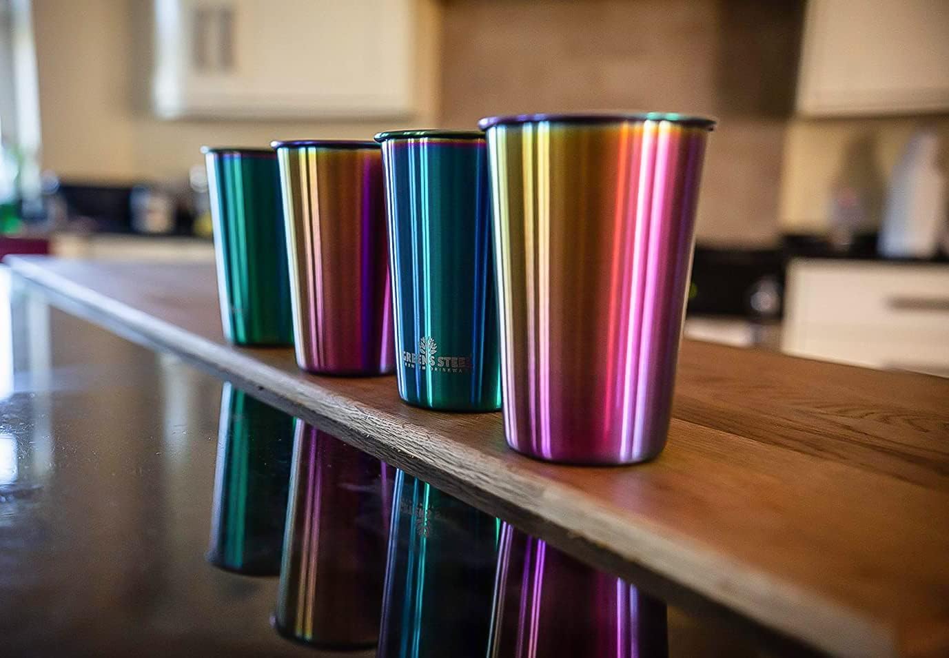 Stainless Steel Cups 10oz Tumbler (4 Pack) - Premium Metal Drinking Glasses | Stackable Durable Cup (10 oz)