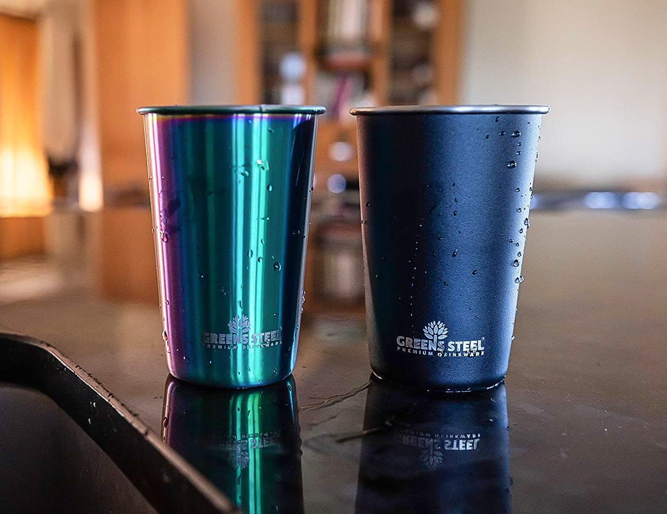 Stainless Steel Cups 10oz Tumbler (4 Pack) - Premium Metal Drinking Glasses | Stackable Durable Cup (10 oz)