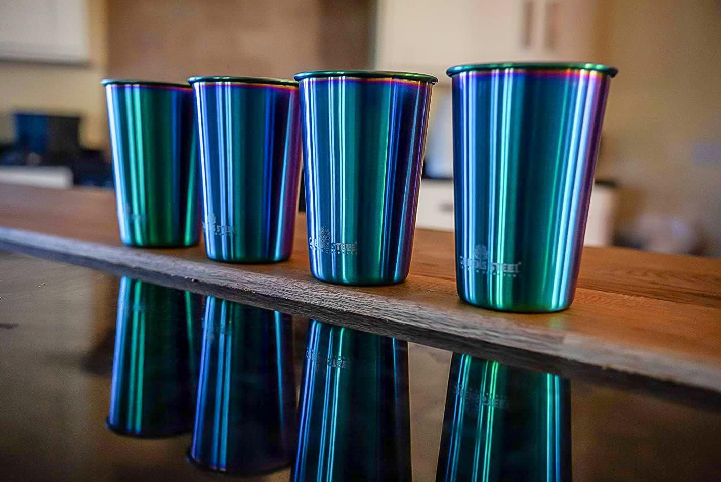 Stainless Steel Cups 10oz Tumbler (4 Pack) - Premium Metal Drinking Glasses | Stackable Durable Cup (10 oz)