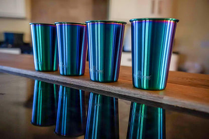 Stainless Steel Cups 10oz Tumbler (4 Pack) - Premium Metal Drinking Glasses | Stackable Durable Cup (10 oz)