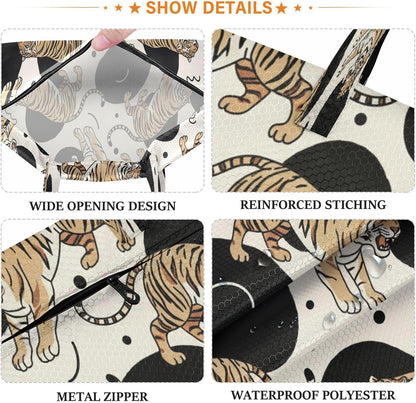 Tigers White Waterproof Travel Laundry Bag Reusable Pack of 2