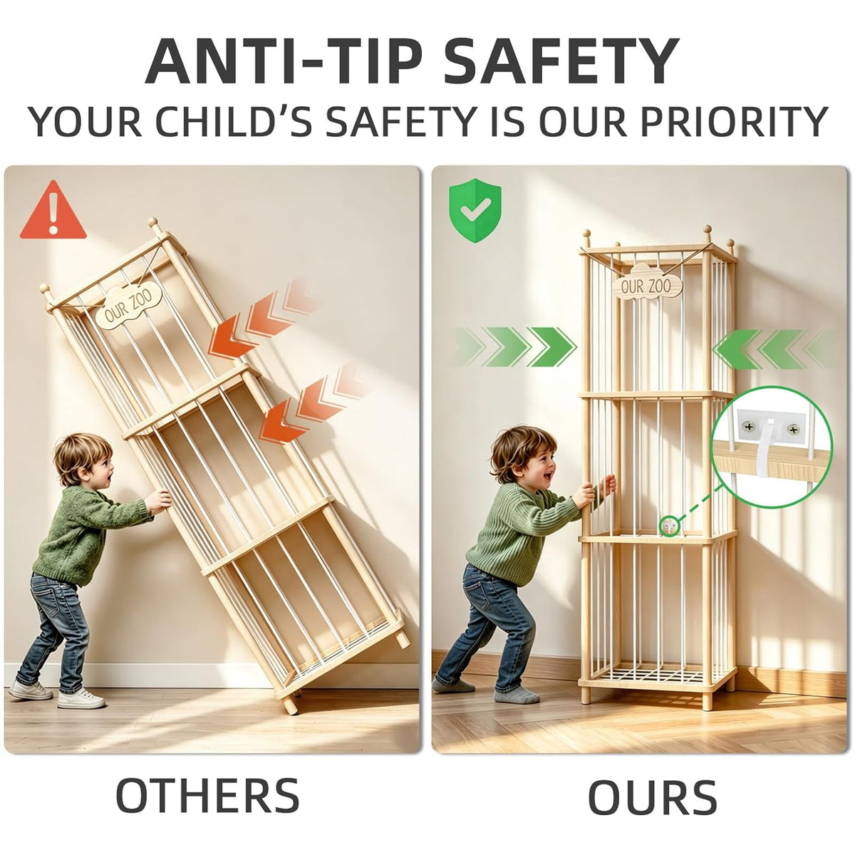 Stuffed Animal Storage, 54" Toy Organizer Tower, Anti-Tip Design