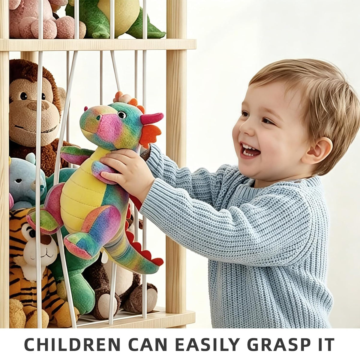 Stuffed Animal Storage, 54" Toy Organizer Tower, Anti-Tip Design