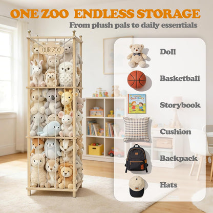 Stuffed Animal Storage, 54" Toy Organizer Tower, Anti-Tip Design