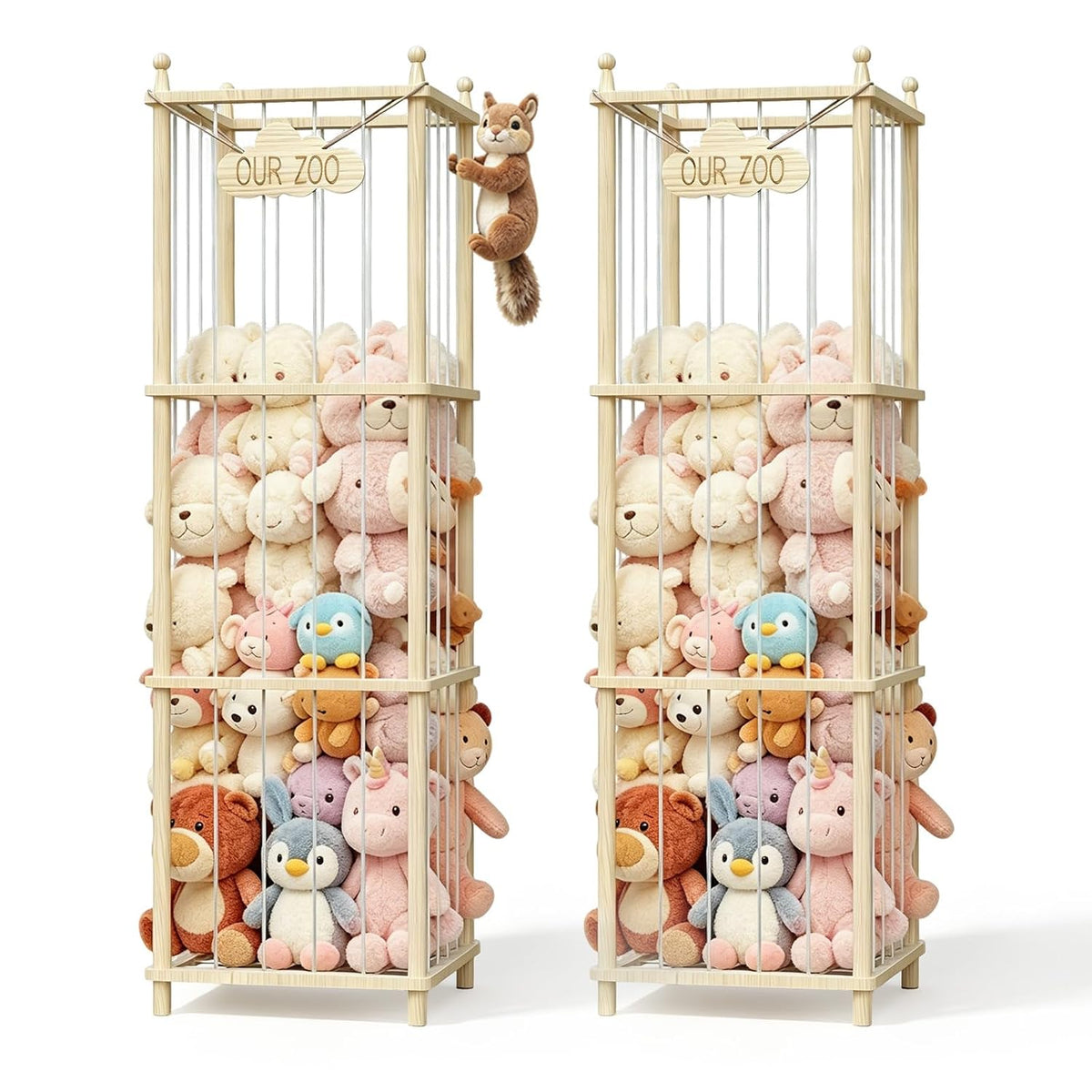 Stuffed Animal Storage, 54" Toy Organizer Tower, Anti-Tip Design