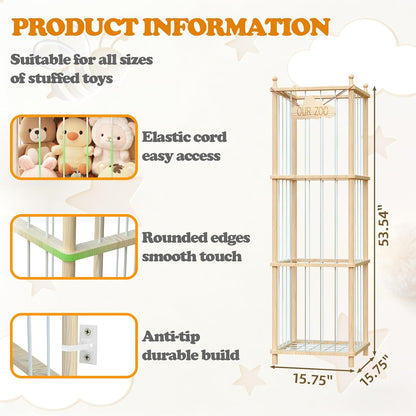 Stuffed Animal Storage, 54" Toy Organizer Tower, Anti-Tip Design