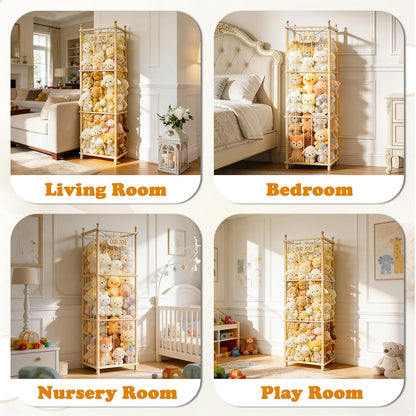 Stuffed Animal Storage, 54" Toy Organizer Tower, Anti-Tip Design