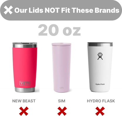 20 oz Skinny Tumbler Lids for SUNWILL, BJPKPK, koodee, Spill Proof Splash Resistant Covers Fits 2.73-2.75in Skinny Tumbler