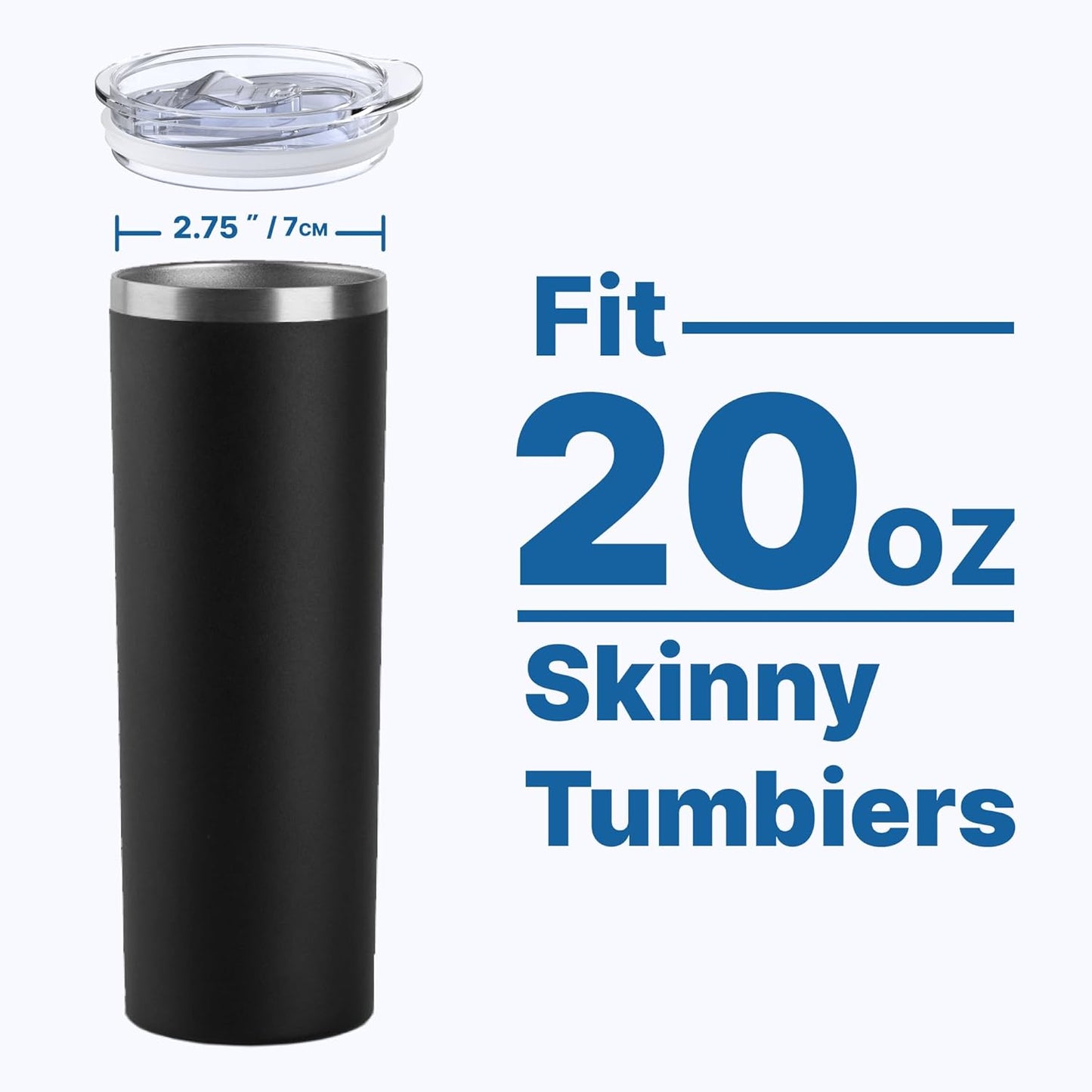 20 oz Skinny Tumbler Lids for SUNWILL, BJPKPK, koodee, Spill Proof Splash Resistant Covers Fits 2.73-2.75in Skinny Tumbler